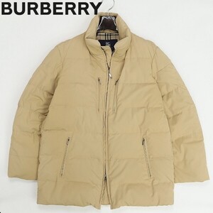 国内正規品◆BURBERRY LONDON バーバリー ロンドン 裏地ノバチェック柄 ラムレザー使い Wジップ ダウン ジャケット ベージュ L