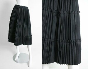 ★美品 COMME des GARCONS ◆20AW アコーディオンプリーツ スカート 黒 XSサイズ 解体再構築 膝下 ミモレ丈 コムデギャルソン ◆ZX1