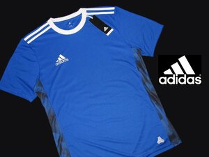 新品 M 定価￥3,839▼ アディダス adidas ▼ ジャージー 半袖 Tシャツ スポーツ用 クイックドライ 丸首 クルーネック 青 メンズ