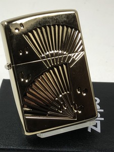 2016 Zippo　和柄 金チタン 扇子 扇 深堀彫刻 Old Japan Crassic ゴールド 金 新品 Folding fan