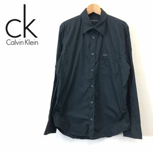 G2819-F◆ Calvin Klein jeans カルバンクラインジーンズ 長袖シャツ トップス ◆ sizeL コットン100 ブラック 古着 メンズ 春