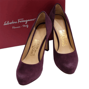 【送料無料】【本物】SalvatoreFerragamo★サルヴァトーレフェラガモ★パンプス★レディース★スウェード★パープル★4 1/2★約22cm★靴★