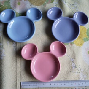 3枚セット ミッキーマウス ディズニー 小皿 豆皿 食器 陶器製 醤油皿 ディズニーランド ミッキーマウス キッチン 新品 皿 キッズ皿 子供