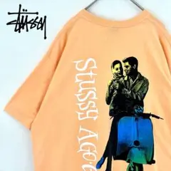 【極美品】STUSSY Tシャツ　ローマの休日　オレンジ　プリント　L 希少