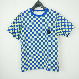 19SS F.C.Real Bristol FCRB ブリストル CHECKER POCKET TEE コットン 半袖 チェッカー 総柄 エンブレム ロゴ ポケット Ｔシャツ BLUE S