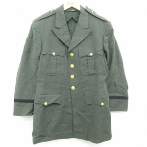 【50%OFF】M/古着 長袖 ビンテージ ミリタリー ジャケット 将校服 ユニフォーム メンズ 50s ウール ロング丈 濃緑系他 グリーン 22oct3 5OF