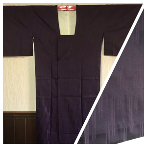 【雨コート】ポリエステル コート丈114.5cm 紫黒色 縞模様 年配の方に