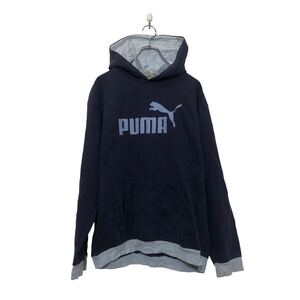 PUMA プリント スウェット パーカー プーマ L~ ネイビー ポケット ロゴ 古着卸 アメリカ仕入 a605-6518