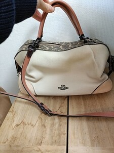 コーチ　COACH◆レザー×パイソン　2wayハンドバッグ　品番69622◆購入証明書あり