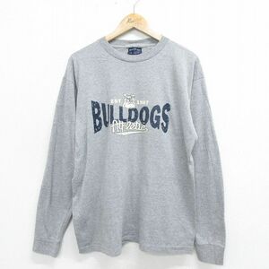 XL/古着 エアロポステール 長袖 ビンテージ Tシャツ メンズ 00s ブルドッグ クルーネック グレー 霜降り 24jul26 中古