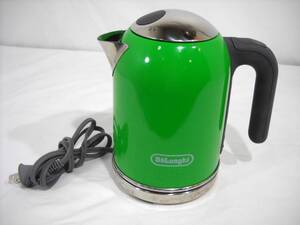 ★ Delonghi デロンギ 電気ケトル 0.75L ケトル キッチン用品 SJM010J-GR グリーン 緑 注ぎ口・ベースに汚れあり 動作確認済 中古品