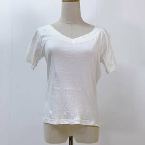 S1400 Clothing レディース Tシャツ 半袖 人気 L 白 無地 綿100% 上品 シンプル クリーンなホワイトスタイル ビーズ