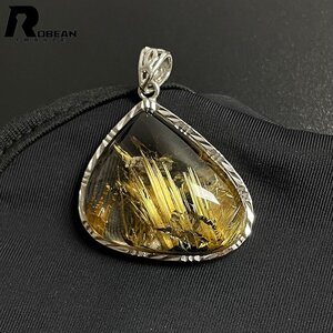 貴重 EU製 定価37万円★ROBEAN・太陽花タイチンルチル・925銀ペンダント★黄金針水晶 金運 パワーストーン 26.5*28.8*11.3mm ML803325