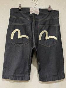 ※EVISU エヴィス エビス LOT2001 カモメペイント ハーフ ショート パンツ インディゴ 34 　　 　　　　 BJBB.D