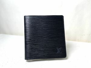 932 未使用に近いLOUIS VUITTON ルイヴィトン ミュルティ エピ ポルトフォイユ マルコ 二つ折り 財布 ウォレット メンズ 札入 ブラック 黒