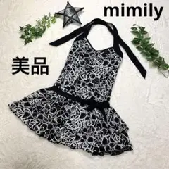 【mimily】ミミリー　美品　ブラック　花柄　スカート　ワンピース　総柄