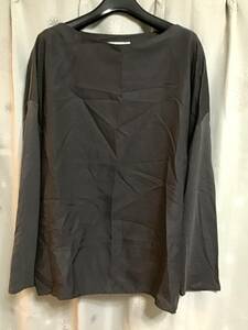 良品【ZARA/ザラ】長袖切替ブラウス/M★ブラウン★レディース★USED