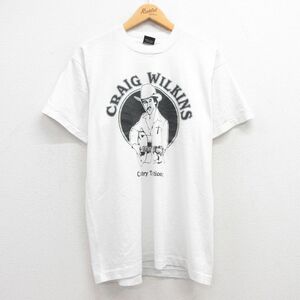 L/古着 半袖 ビンテージ ロック バンド Tシャツ メンズ 80s CRAIG WILKINS クルーネック 白 ホワイト 23aug03 中古