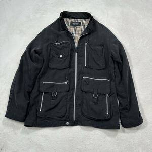 BURBERRY BLACK LABEL ミリタリージャケット 薄手 L バーバリー ブラックレーベル ボンバージャケット ノバチェック 裏地総柄 希少