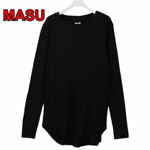 【新品】即決★ MASU エムエーエスユー マス ★クルーネック 長袖カットソー 長袖Tシャツ ブラック L WAVING PATTERN LONG T-SHIRT