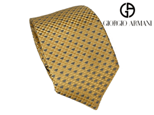 ジョルジオ アルマーニ GIORGIO ARMANI 360087 2R920 00560 YELLOW 少し難有り イエロー系地 マイクロ トライアングル柄 ネクタイ