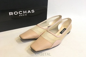 二子玉) ROCHAS ロシャス メッシュフラットパンプス ライトピンク レディース 38.5 25～25.5cm