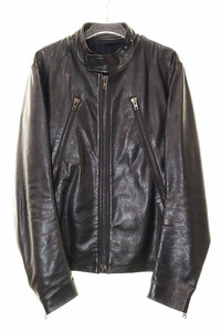 メゾンマルジェラ Maison Margiela 11AW 5 ZIP LEATHER JACKET BLACK SIZE44 ES30AM0203 ハの字 ライダース ジャケット シングル レザー■