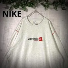 NIKEナイキ 刺繍ワッペン スウェット トレーナー 赤ステッチ 霜降りグレー