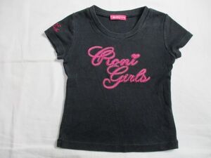 BD727【RONI・ロニー】プリント 半袖　Ｔシャツ　女児　黒　Ｍ　(127-137)