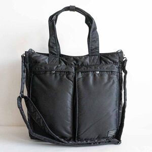 【美品】PORTER 【タンカー 2WAY 拡張型】ポーター ショルダー ビジネスバッグ ナイロン ブラック TANKER BAG 25010713