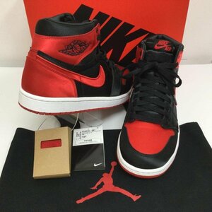 ナイキ FD4810-061 WNNS AIR JORDAN 1 RETRO HI OG SATIN BRED タグ・紐・バッグ・箱付 スニーカー 26.5cm ロゴ、文字