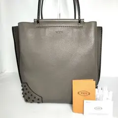 【極美品】 TODS トッズ ウェーブ トートバッグ シルバータグ グレー 人気