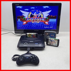 動作品 MD メガドライブ2 本体 HAA-2502 + ソニック・ザ・ヘッジホッグ 等 ソフト3本 まとめてセット SEGA セガ MEGA DRIVE2【20