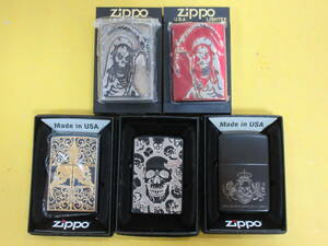 284) ZIPPO/ジッポー 5個セット スカル/ドクロ/髑髏/骸骨/死神