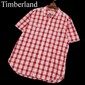 Timberland ティンバーランド 春夏 REGULAR FIT ロゴ刺繍★ 半袖 ワーク チェック シャツ Sz.XL　メンズ 大きいサイズ　A3T07767_7#A