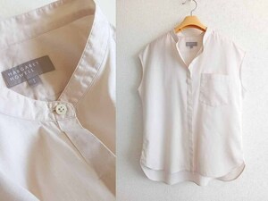 MARGARET HOWELL / マーガレットハウエル 【SHEER COTTON】 しなやかエアリーコットン ノーカラーシャツ Ⅰ/薄ベージュ