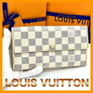 Louis Vuitton ルイヴィトン 二つ折り長財布 ダミエアズール ポルトフォイユサラ アイボリー レディース ウォレット ホワイト N61735