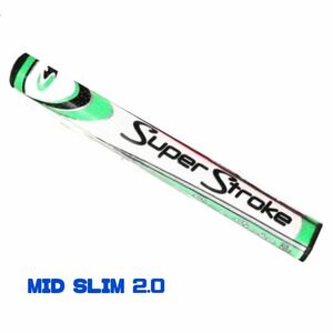 【グリーン/ホワイト】スーパーストローク Mid Slim 2.0 ゴルフパターグリップ USモデル Super Stroke 衝撃 滑り止め