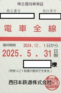 【送料無料】西日本鉄道（西鉄） 株主優待乗車証　電車全線パス　即決あり レターパック（追跡あり）