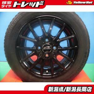 ヴィッツ ノート 中古 社外 アルミホイール シュナイダー 14インチ 夏タイヤ ブリヂストン セーバーリングSL101 175/65R14 4本セット 長岡