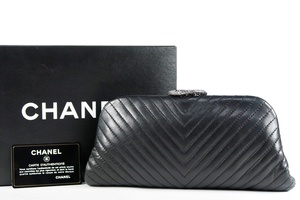 【超美品】CHANEL シャネル パーティバッグ Vステッチ ラムスキン ブランド鞄【MT71】