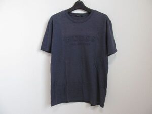 (58413)GUESS　ゲス　メンズ　半袖　Tシャツ　カットソー　ロゴ　ネイビー系　XL　USED