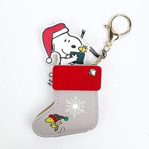 スヌーピー クリスマスソックスキーチェーンウォッチ 時計 グレー SNOOPY