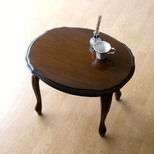 コーヒーテーブル 木製 サイドテーブル おしゃれ アンティーク クラシック （アウトレット）マホガニーオーバルローテーブル 猫脚