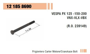 RMS 12185 8690 社外 ボルト クランクケース 平頭切り欠き M7x50 旧型ベスパ　ラージ