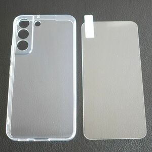 【2点セット】Galaxy S22 クリアケース+画面保護ガラスフィルム 強化ガラス TPUケース ソフトケース 9H SCG13 SC-51C