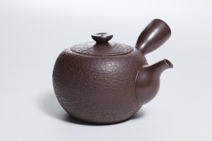 萬古焼 伊藤実山 横手急須 /煎茶道具 茶注 朱泥急須 常滑急須