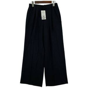 美品 INDIVI インディヴィ タグ付き タック ワイド パンツ size38/ブラック