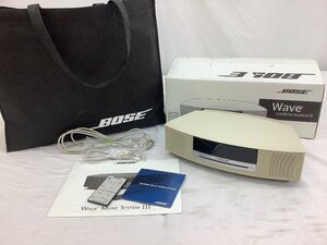 BOSE WAVE music systemⅢ/純正バッグ 通電確認済(CD再生10分) ケーブル非純正/コードにキズ有 中古品　ACB