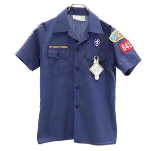 BOY SCOUTS OF AMERICA USA製 半袖 シャツ YOUTH MEDIUM ネイビー系 BOY SCOUTS OF AMERICA アウトドア キッズ